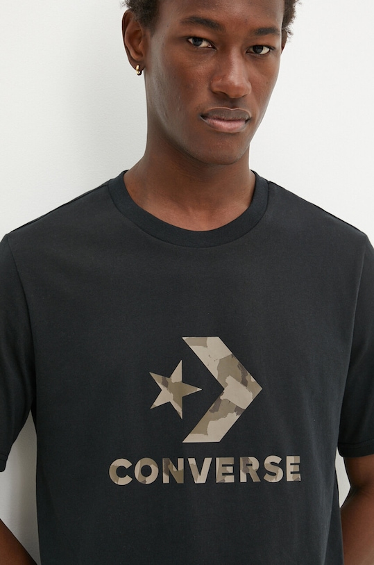 Bavlněné tričko Converse černá 10026684.A01