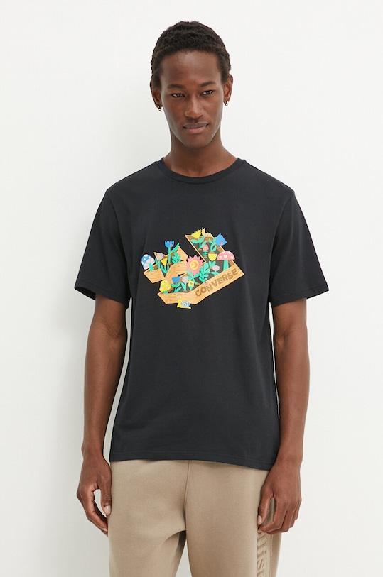 Converse tricou din bumbac print negru 10026670.A01