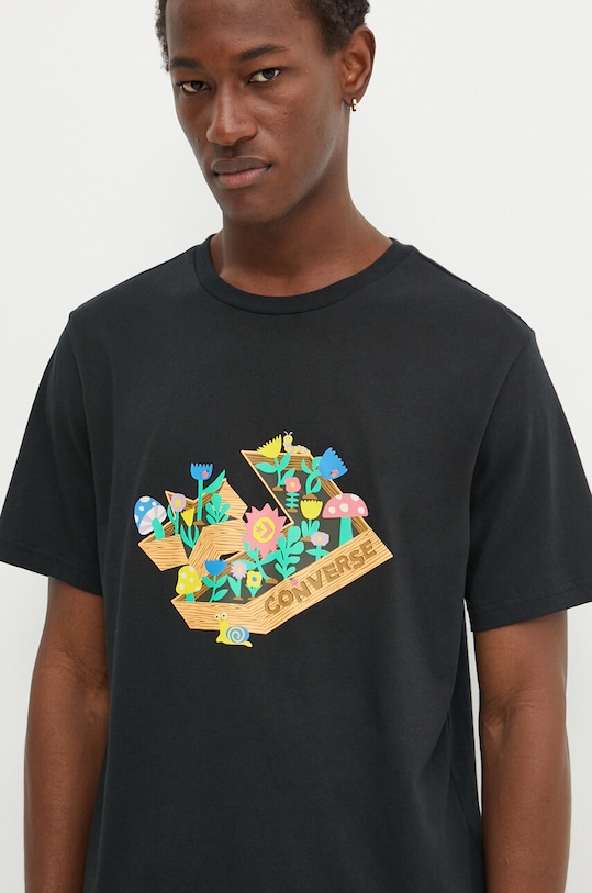 Converse tricou din bumbac negru 10026670.A01