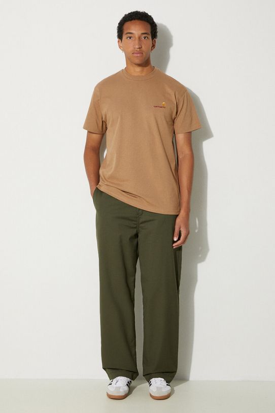 Bavlněné tričko Carhartt WIP S/S American Script I029956.2FSXX béžová AW24