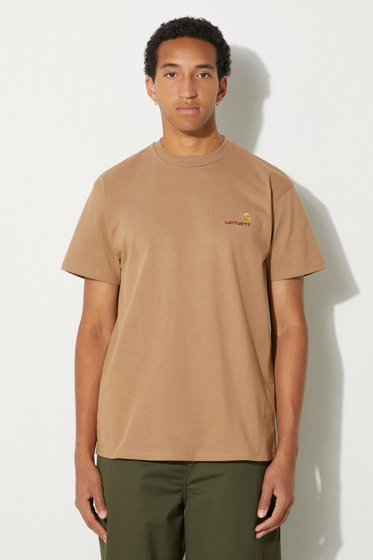 Бавовняна футболка Carhartt WIP S/S American Script бежевий I029956.2FSXX