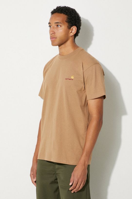 Bavlněné tričko Carhartt WIP S/S American Script I029956.2FSXX béžová