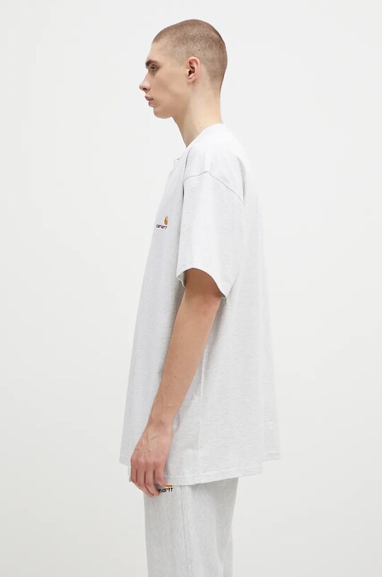 Хлопковая футболка Carhartt WIP S/S American Script I029956.482XX серый AW24