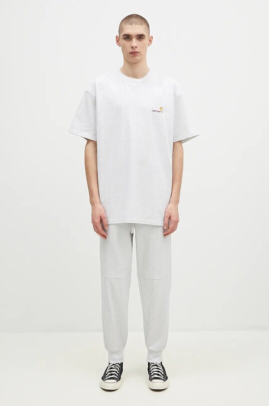 Хлопковая футболка Carhartt WIP S/S American Script I029956.482XX серый
