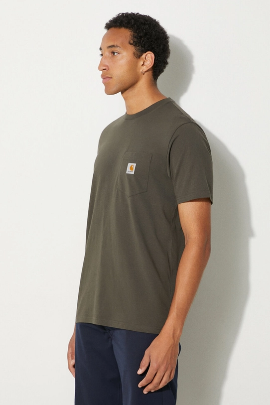 Хлопковая футболка Carhartt WIP S/S Pocket зелёный I030434.964XX