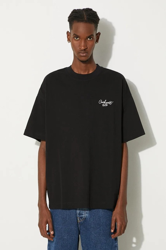 Carhartt WIP cotton t-shirt S/S Signature Script relaxed black I033828.K02XX