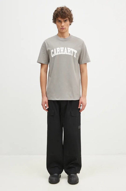Бавовняна футболка Carhartt WIP S/S University I034851.2DFXX сірий