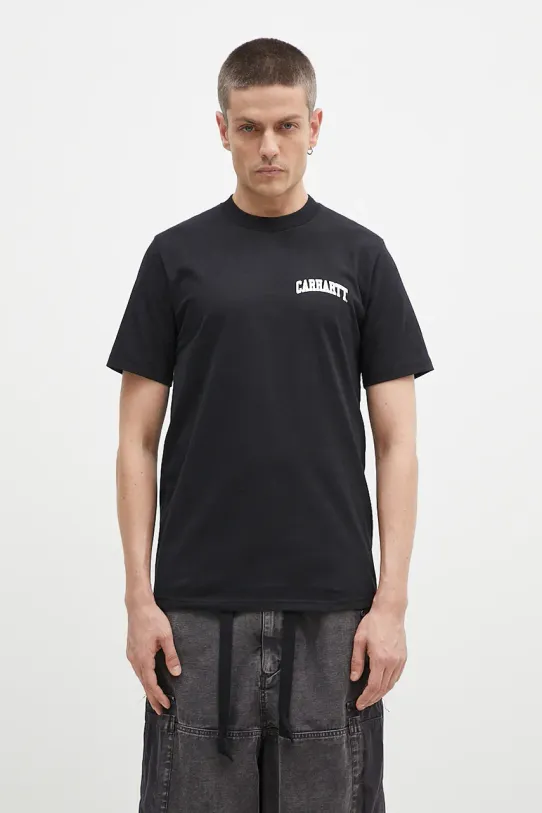 Carhartt WIP cotton t-shirt S/S University Script slim black I034852.0D2XX