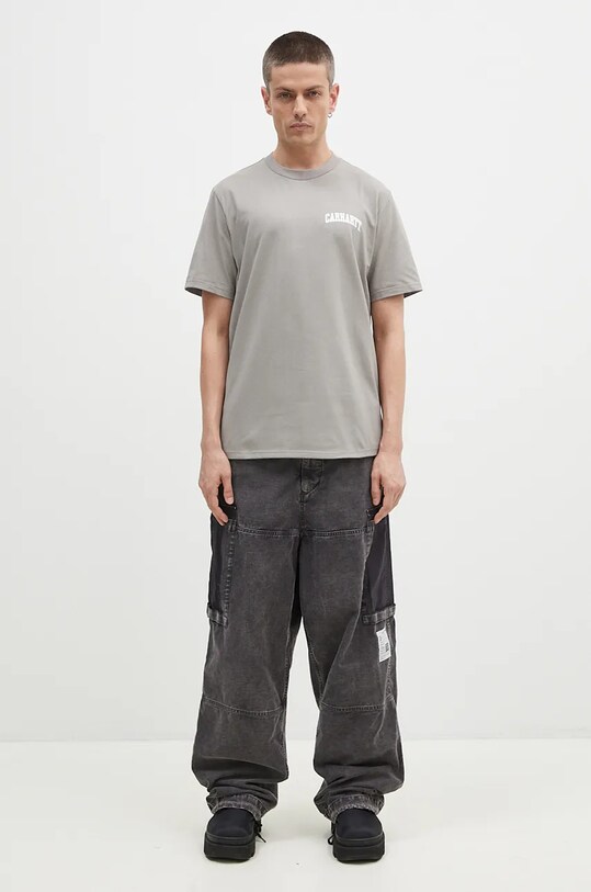 Carhartt WIP cotton t-shirt S/S University Script I034852.2DFXX gray