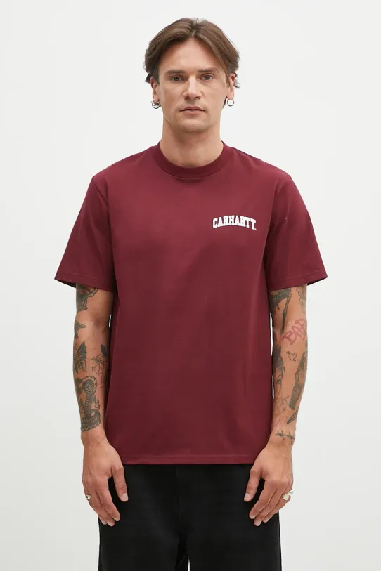 Carhartt WIP cotton t-shirt S/S University Script regular maroon I034852.2DRXX