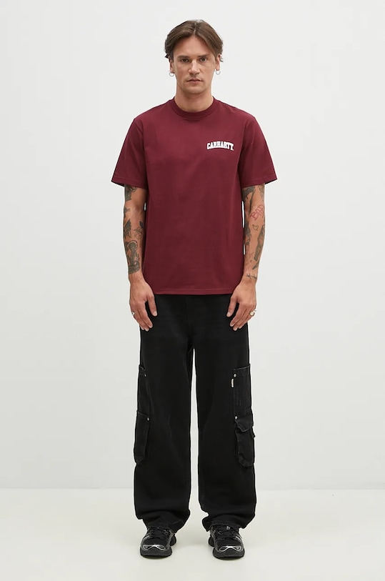 Carhartt WIP cotton t-shirt S/S University Script I034852.2DRXX maroon