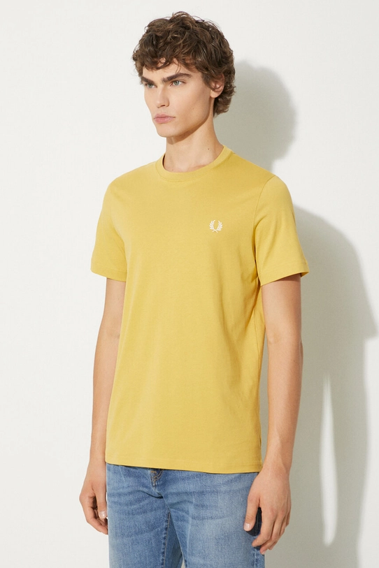 Одежда Хлопковая футболка Fred Perry Crew Neck T-Shirt M1600.W48 жёлтый