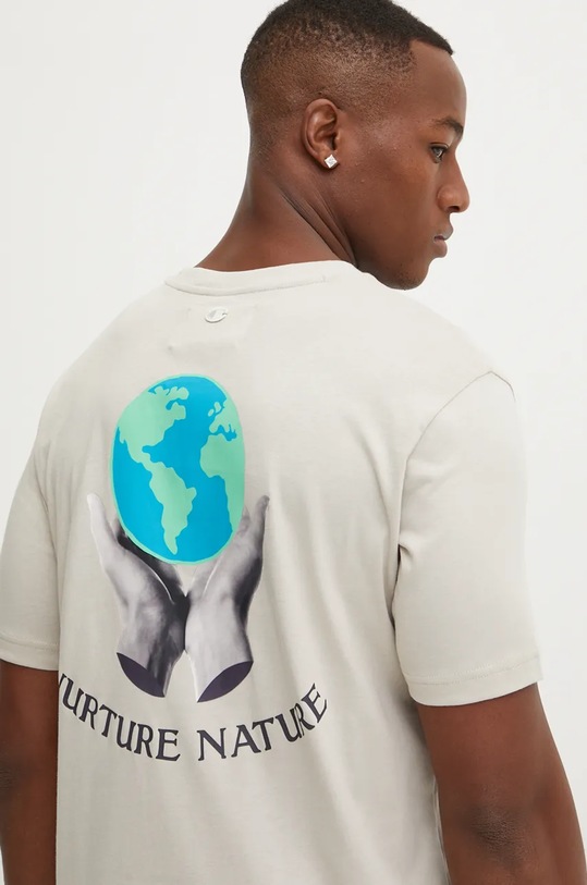Champion t-shirt bawełniany nadruk beżowy 220429