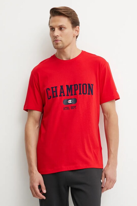 Champion t-shirt bawełniany nadruk czerwony 220432