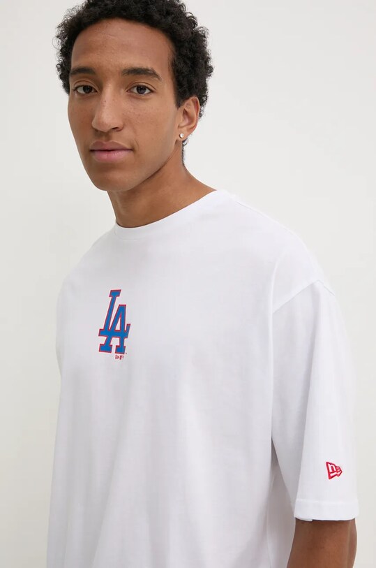 New Era tricou din bumbac LOS ANGELES DODGERS alb 60564775