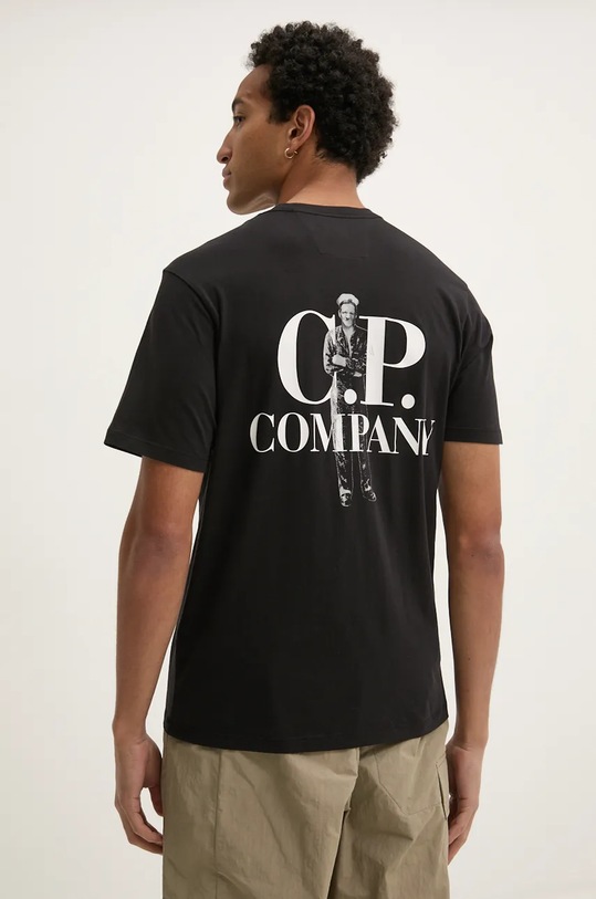 C.P. Company t-shirt in cotone 30/1 Jersey Bold British Sailor sovrastampa nero 17CMTS167A005100W
