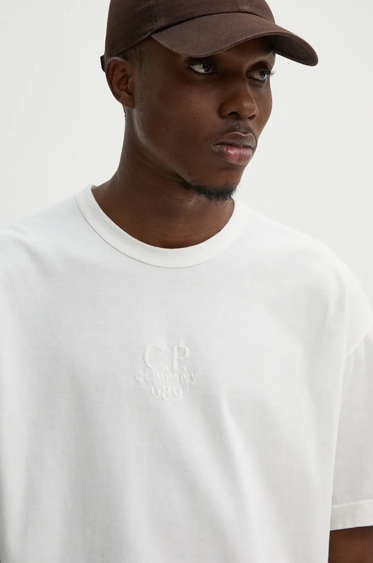 C.P. Company t-shirt bawełniany 20/1 Jersey Boxy Logo biały 17CMTS181A005697G
