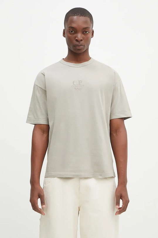 Бавовняна футболка C.P. Company 20/1 Jersey Boxy Logo relaxed бежевий 17CMTS181A005697G