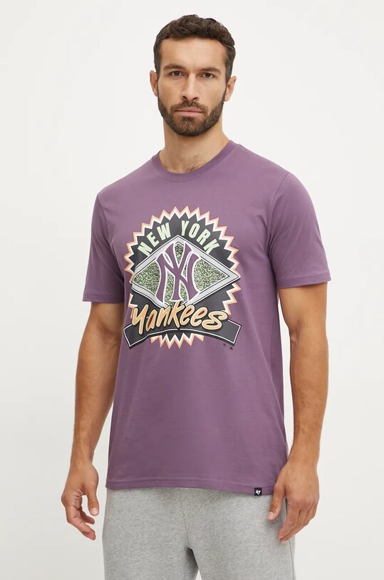 Хлопковая футболка 47 brand MLB New York Yankees хлопок фиолетовой BB017TEMIME634148II