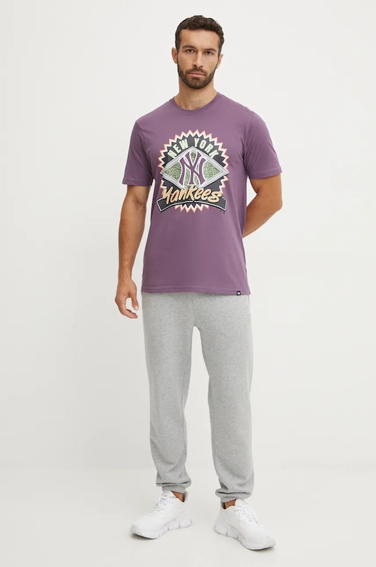 Бавовняна футболка 47 brand MLB New York Yankees BB017TEMIME634148II фіолетовий AW24