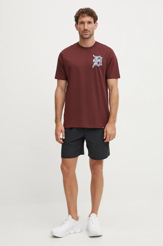 Βαμβακερό μπλουζάκι 47 brand MLB Detroit Tigers BB009TMBECT627616N0 καφέ AW24