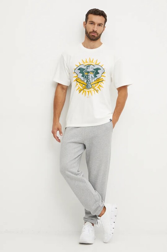 Хлопковая футболка 47 brand MLB Oakland Athletics BC018TMYIHQ634063SS бежевый AW24
