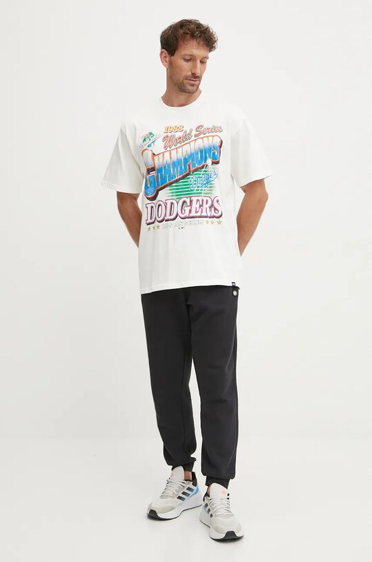 Хлопковая футболка 47 brand MLB Los Angeles Dodgers BU012TMYIHQ632869SS бежевый AW24