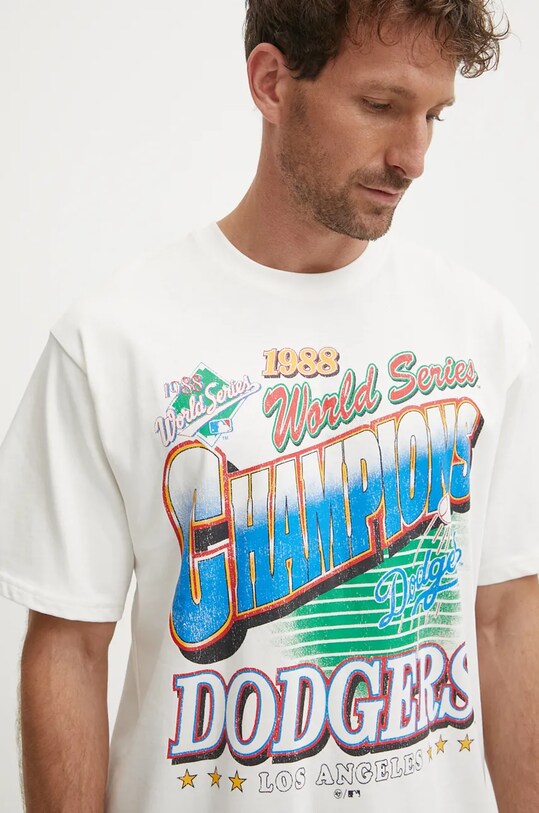 Хлопковая футболка 47 brand MLB Los Angeles Dodgers бежевый BU012TMYIHQ632869SS