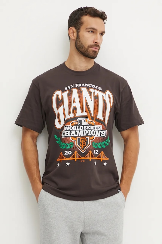 Хлопковая футболка 47 brand MLB San Francisco Giants хлопок серый BU022TMYIHQ632909C9