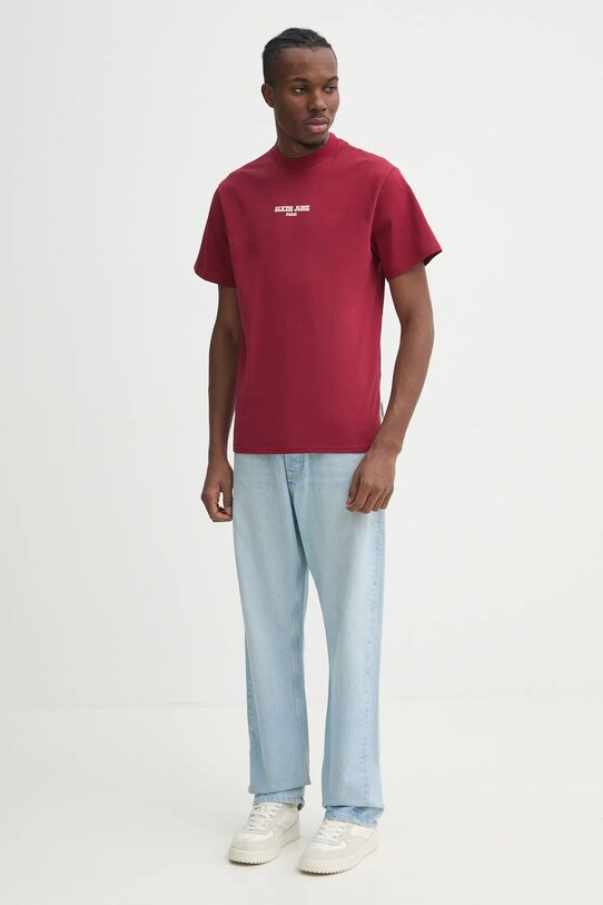 Sixth June tricou din bumbac 25498. burgundia AW24