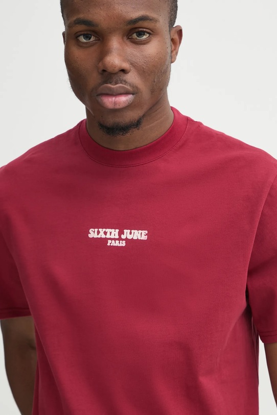 Sixth June tricou din bumbac burgundia 25498.