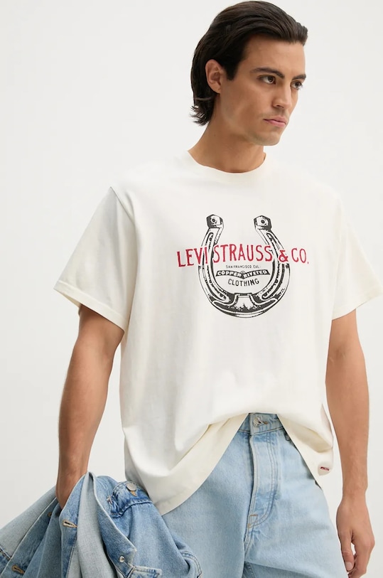 Levi's t-shirt bawełniany nadruk beżowy 16143.1651