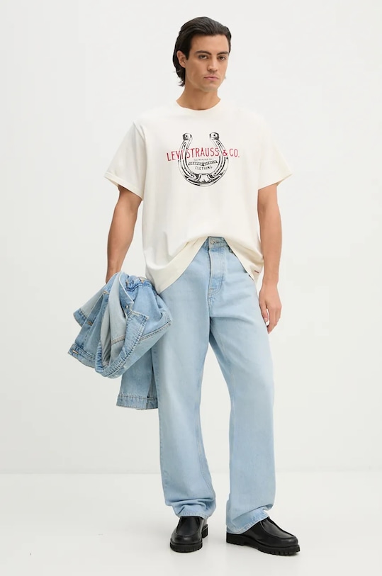 Levi's t-shirt bawełniany 16143.1651 beżowy AW24