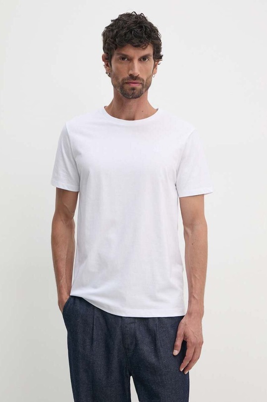 Bavlněné tričko Hackett London hladký bílá HM500775