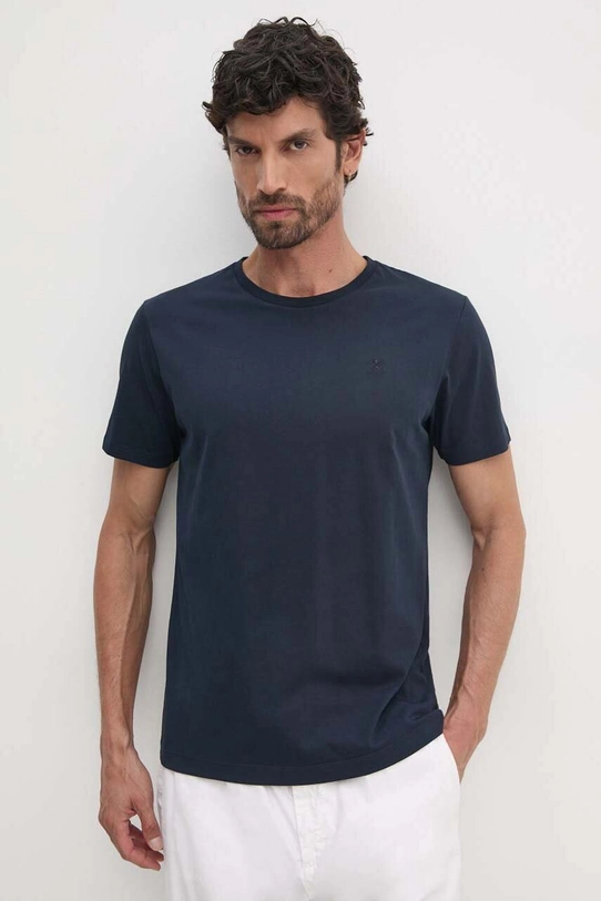 Hackett London t-shirt bawełniany bawełna granatowy HM500775