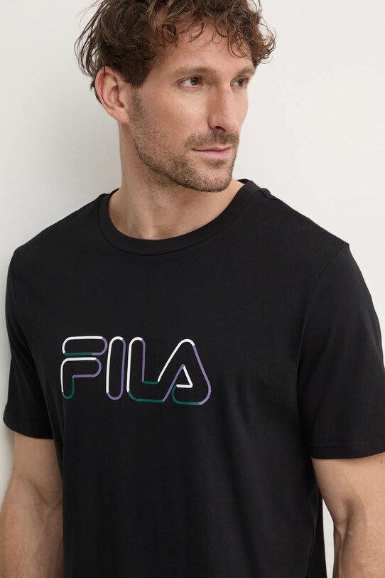 Бавовняна футболка Fila Lauben бавовна чорний FAM0789