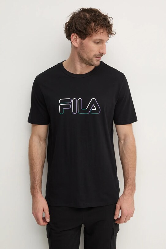 Бавовняна футболка Fila Lauben чорний FAM0789