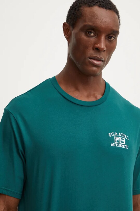 Хлопковая футболка Fila Lezhe FAM0768 зелёный AW24