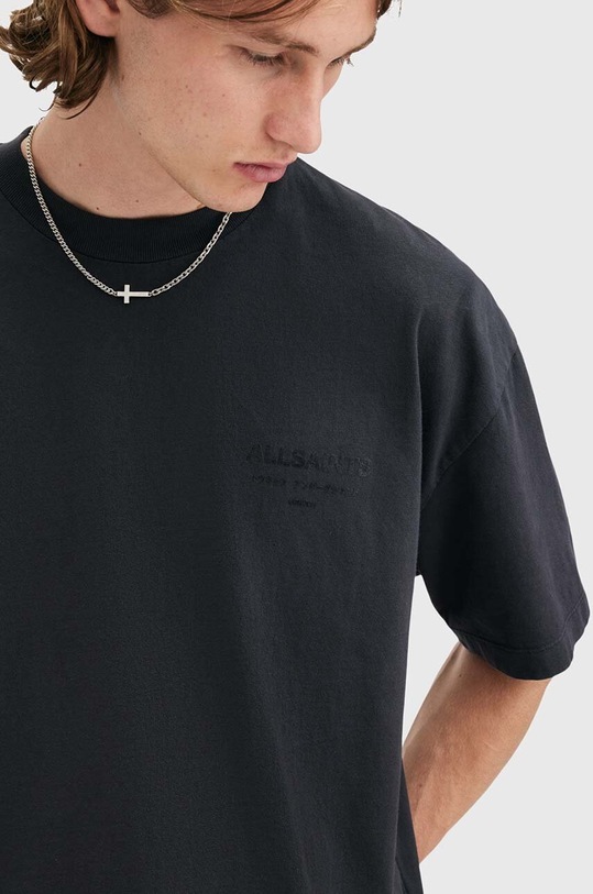 Βαμβακερό μπλουζάκι AllSaints XANDER SS CREW M006PB μαύρο AW24