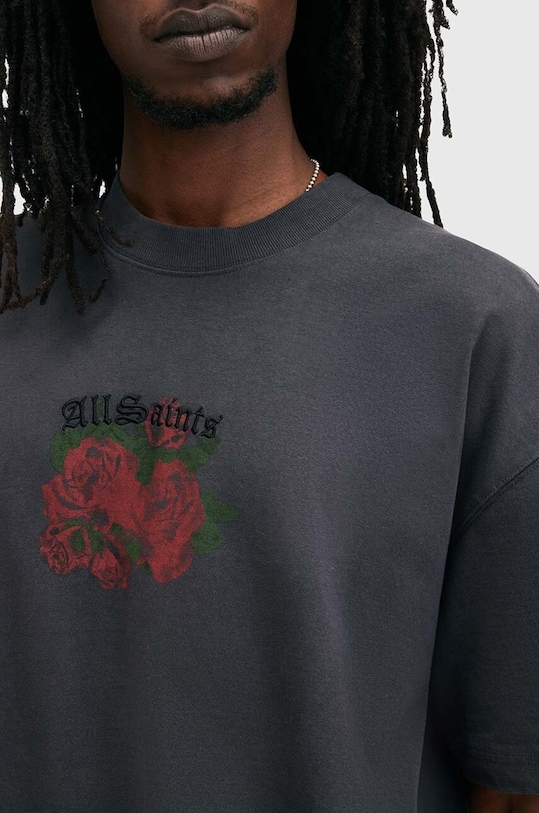 Bavlněné tričko AllSaints MELROSE SS CREW M007PB šedá AW24