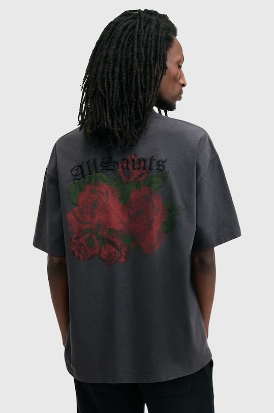 Bavlněné tričko AllSaints MELROSE SS CREW šedá M007PB