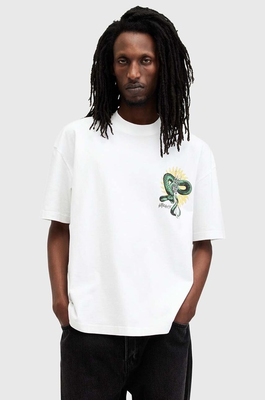 AllSaints tricou din bumbac KRAIT SS CREW print alb M018PB