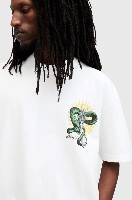 AllSaints tricou din bumbac KRAIT SS CREW M018PB alb AW24