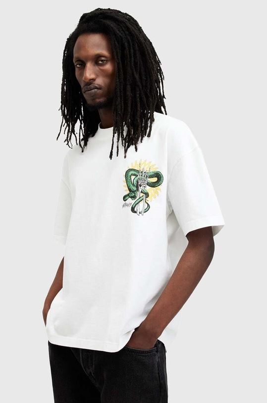 AllSaints tricou din bumbac KRAIT SS CREW M018PB alb