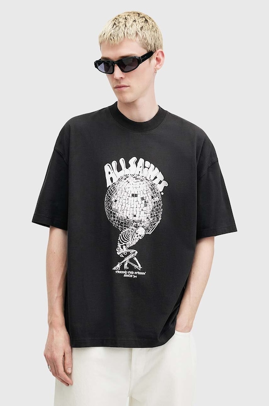 AllSaints tricou din bumbac BURDEN print negru M021PB