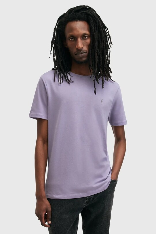 Хлопковая футболка AllSaints BRACE хлопок фиолетовой M030JB