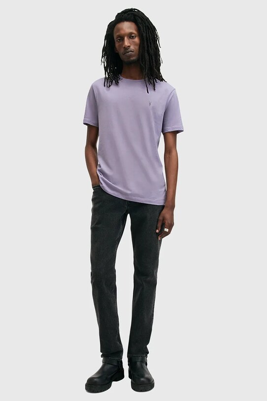 Хлопковая футболка AllSaints BRACE фиолетовой M030JB