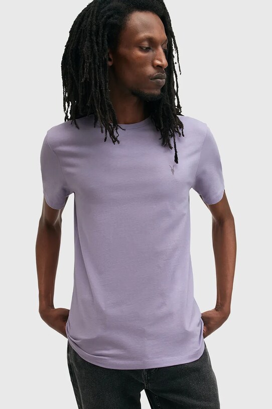 Хлопковая футболка AllSaints BRACE M030JB фиолетовой