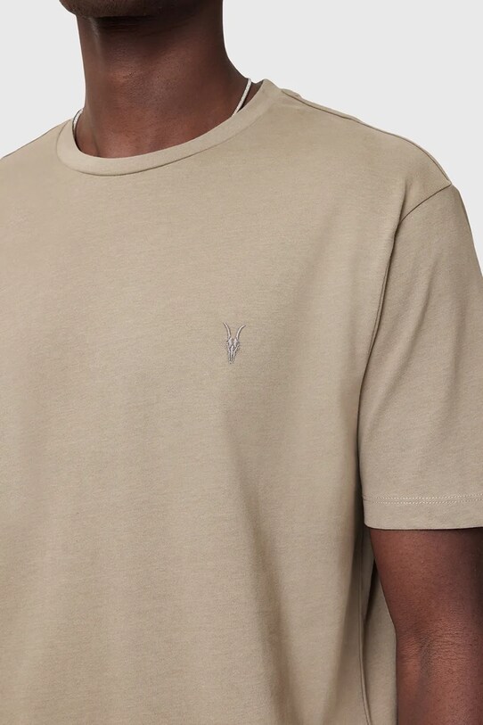 Bavlněné tričko AllSaints BRACE M030JB béžová AA00