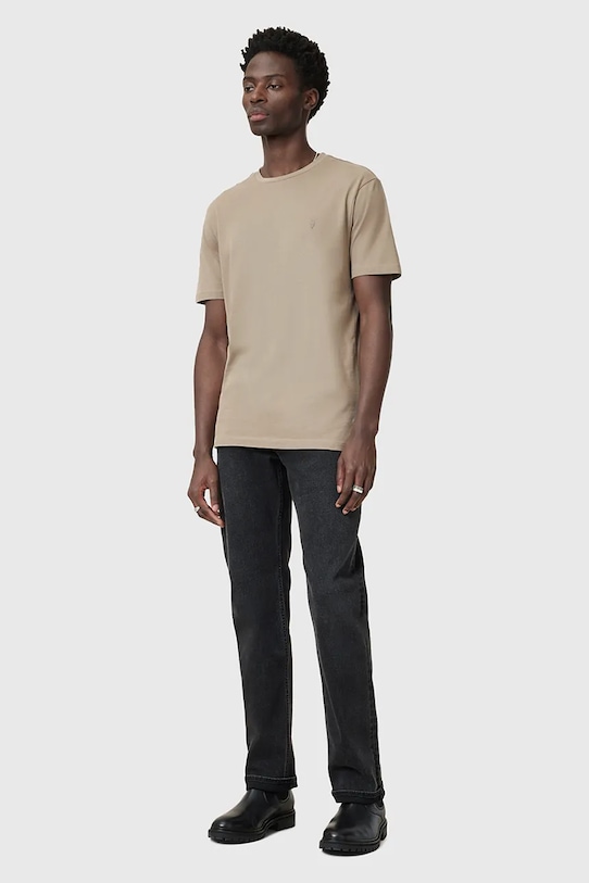 Bavlněné tričko AllSaints BRACE béžová M030JB